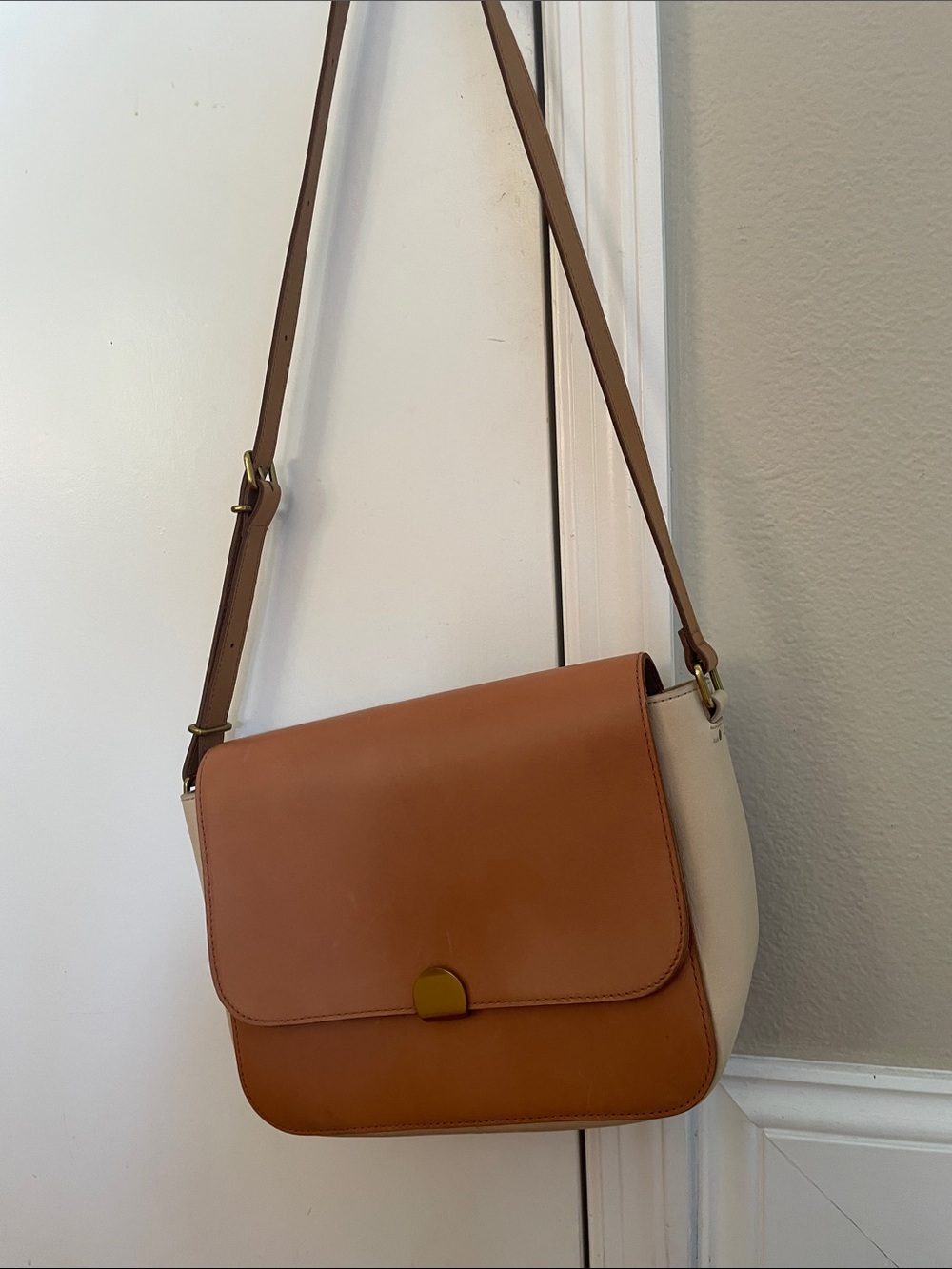 BRAND NEW with Tags. Madewell Two-Tone Tan and Cream Leather Crossbody